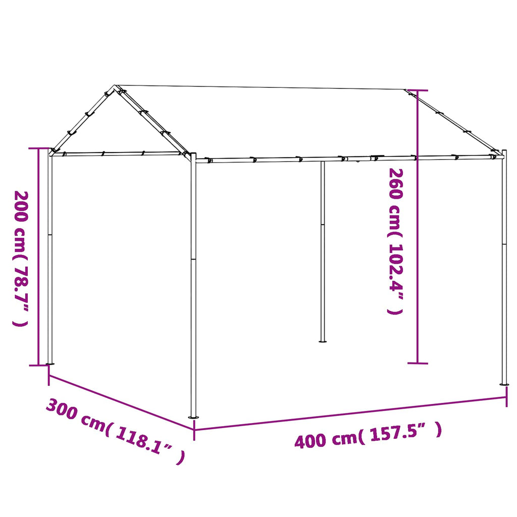 Gazebo White 4 X 4 X 2.6 M Steel And Polyester