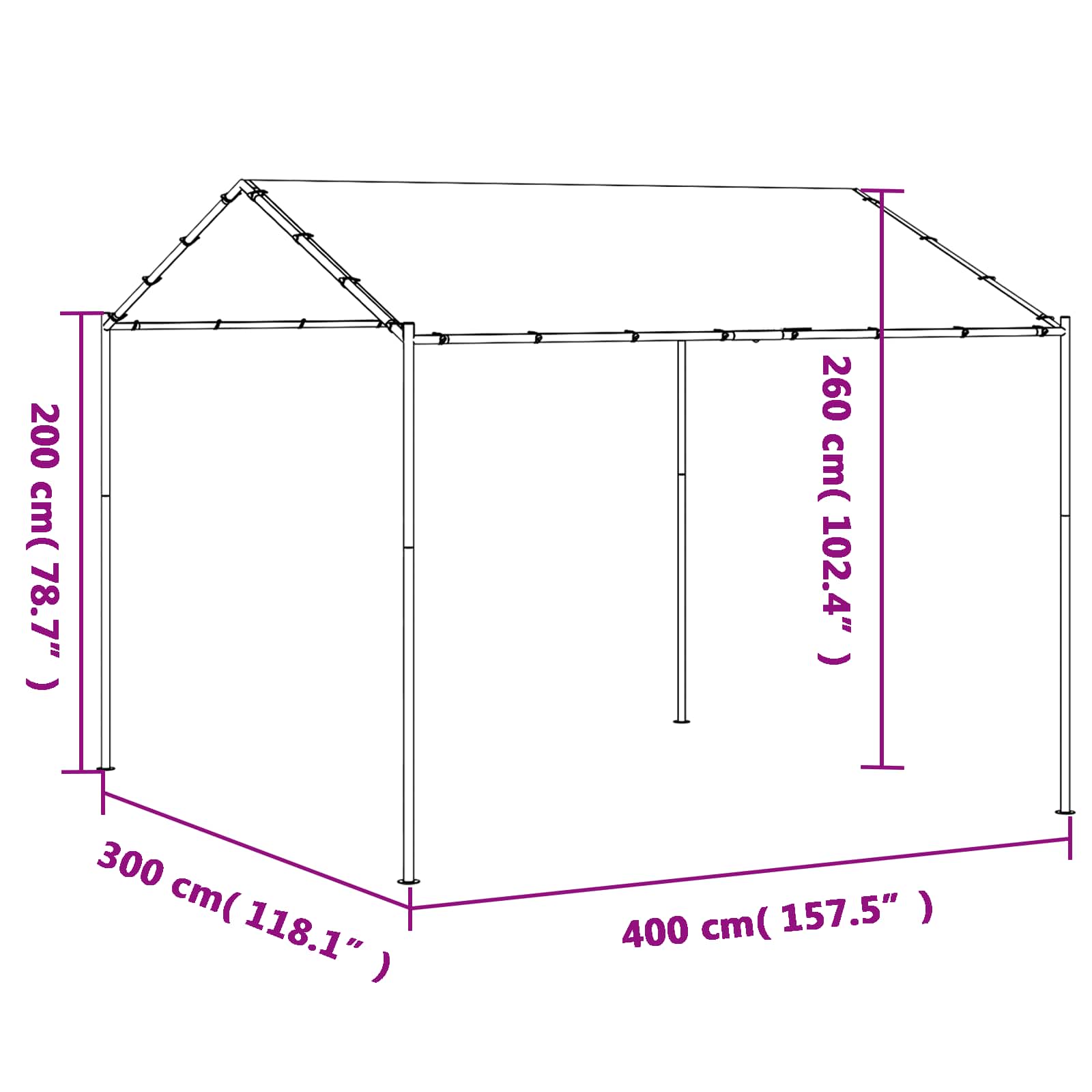 Gazebo White 4 X 4 X 2.6 M Steel And Polyester