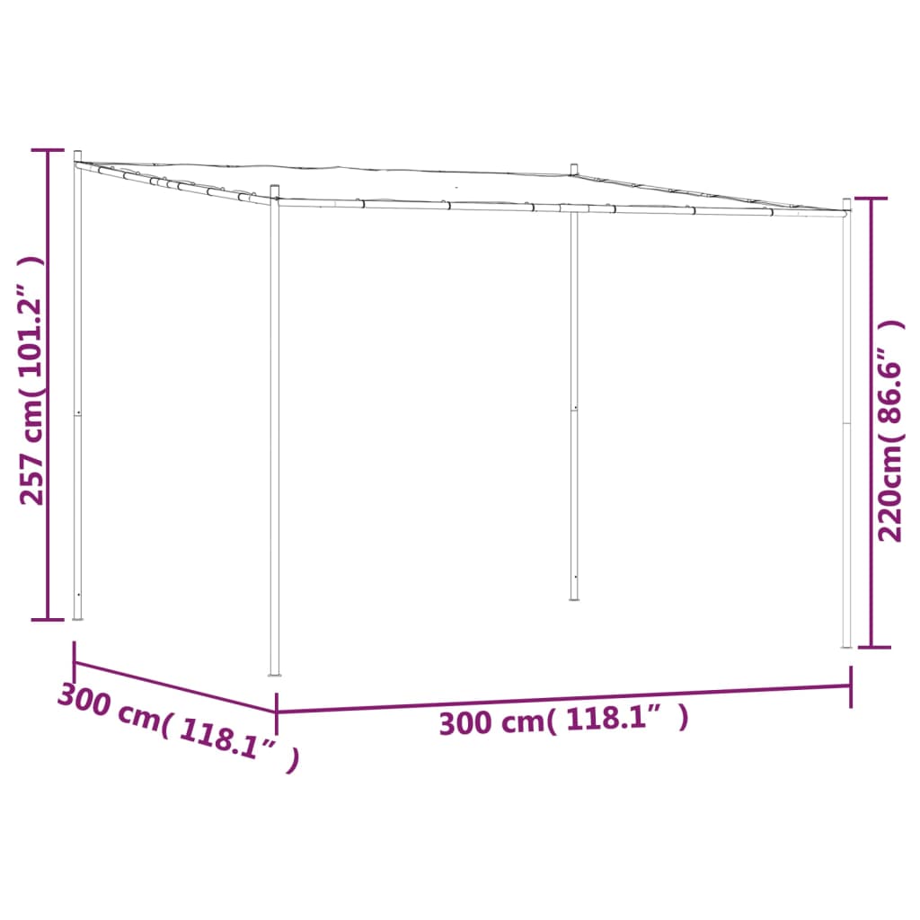 Gazebo White 3X3 M 180 G/M² Fabric And Steel