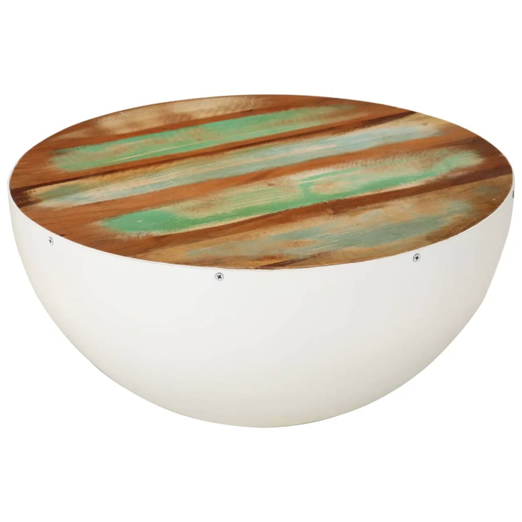 Coffee Table Bowl-Shaped With Steel Base Solid Reclaimed Wood