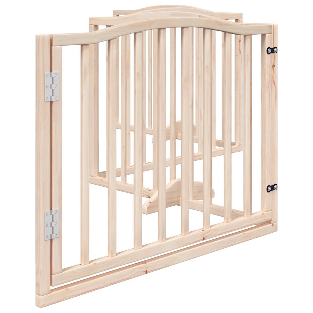 Dog Gate With Door Foldable 4 Panels 320 Cm Poplar Wood