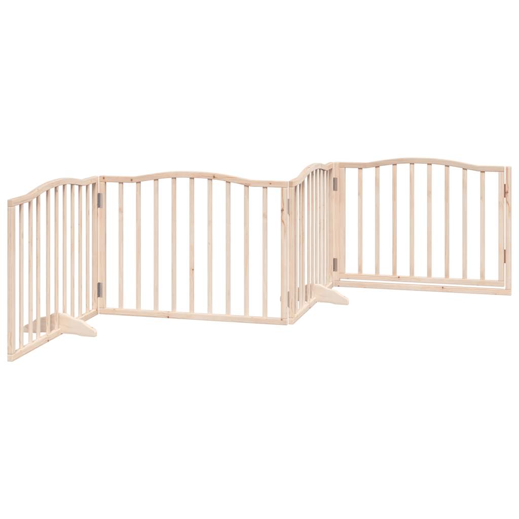 Dog Gate With Door Foldable 4 Panels 320 Cm Poplar Wood