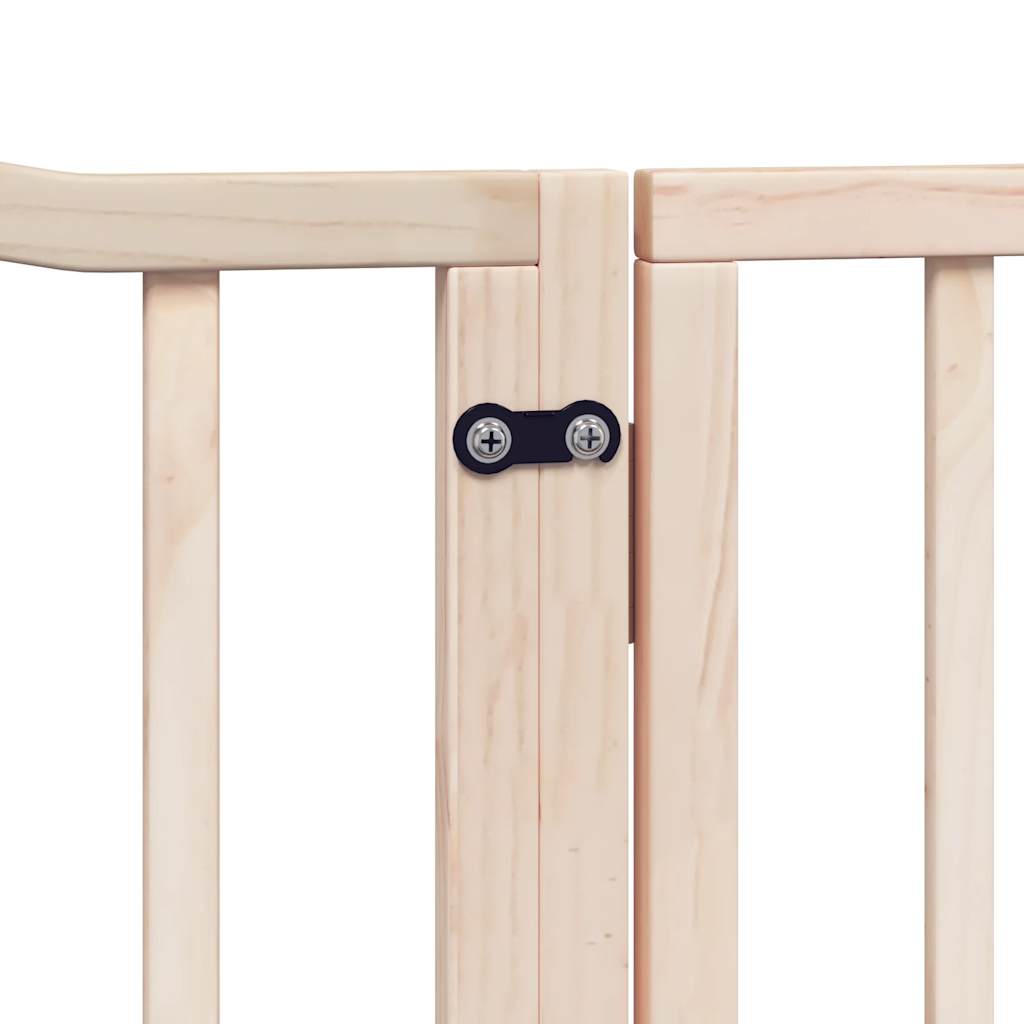 Dog Gate With Door Foldable 4 Panels 320 Cm Poplar Wood