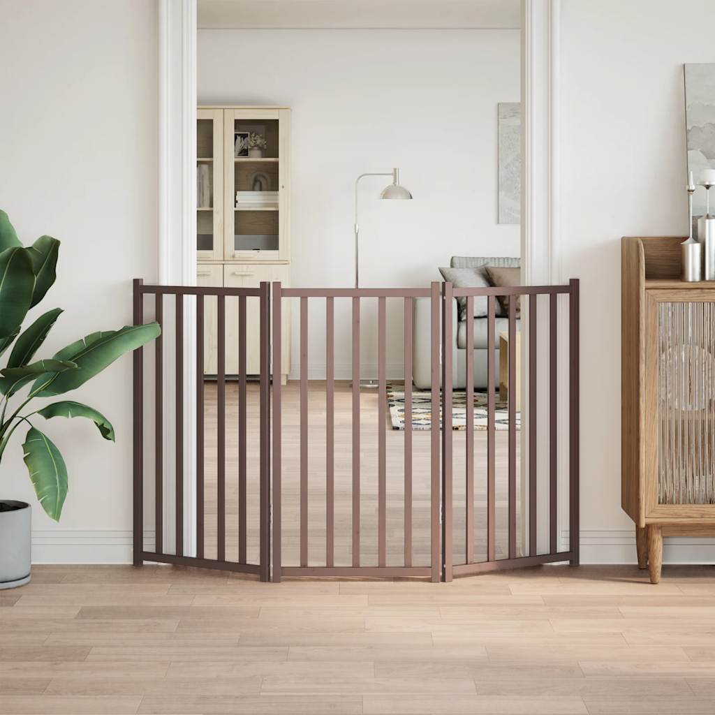 Dog Gate Foldable 3 Panels 150 Cm Solid Wood Fir