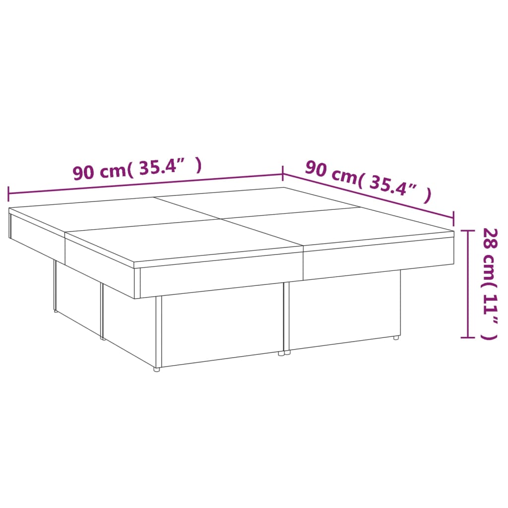 Coffee Table 90X90X28 Cm Engineered Wood