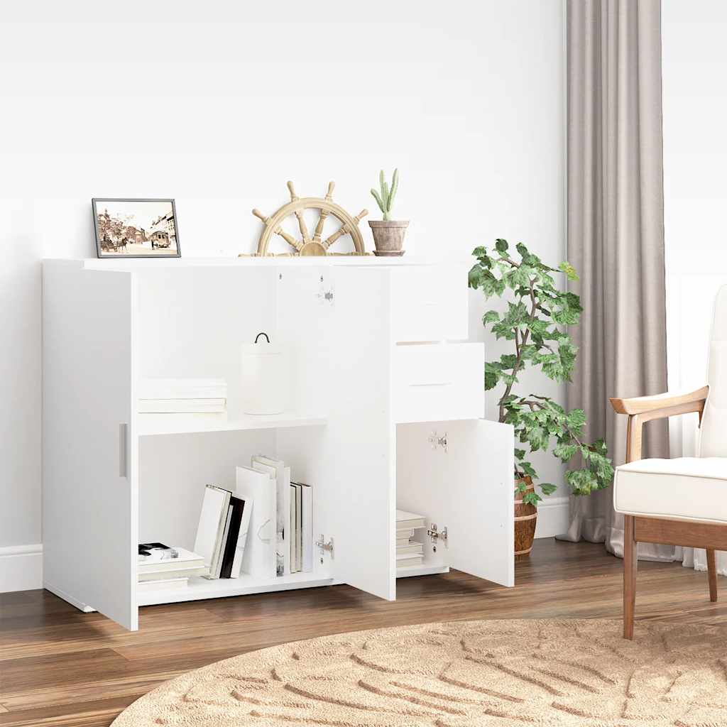 Sideboard 91X29.5X75 Cm Engineered Wood Concrete Grey Artisan Oak White Black 91