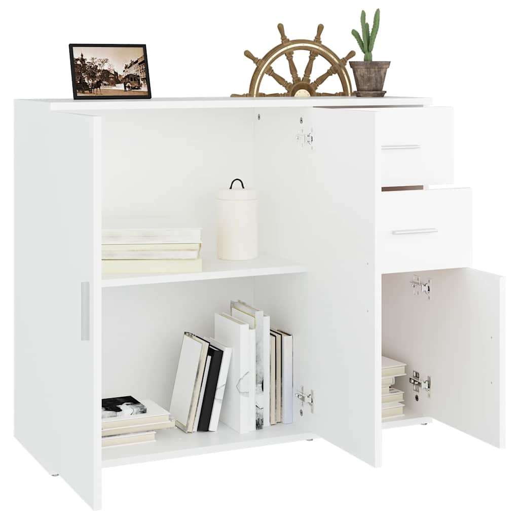 Sideboard 91X29.5X75 Cm Engineered Wood Concrete Grey Artisan Oak White Black 91