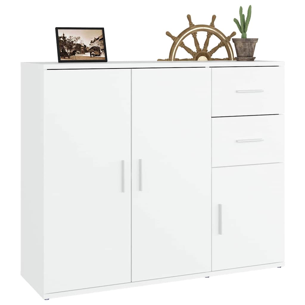 Sideboard 91X29.5X75 Cm Engineered Wood Concrete Grey Artisan Oak White Black 91