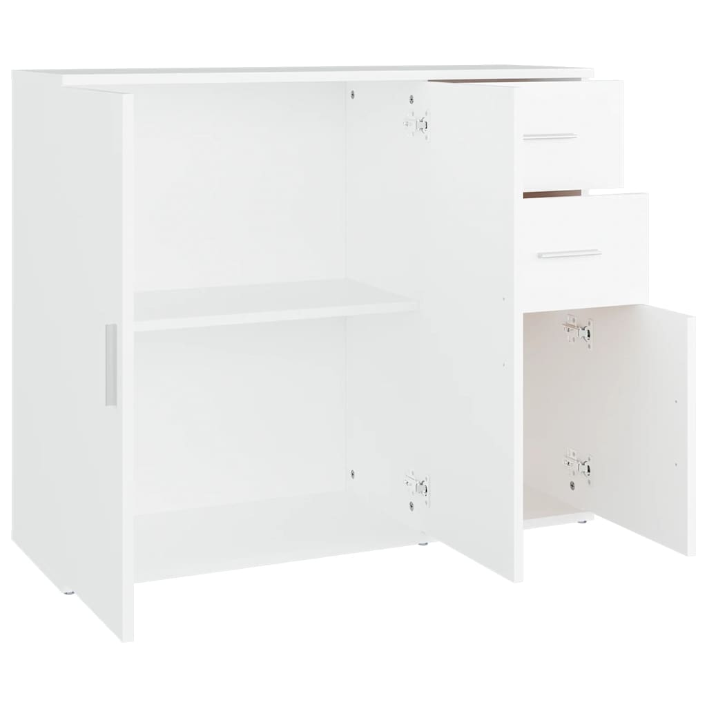 Sideboard 91X29.5X75 Cm Engineered Wood Concrete Grey Artisan Oak White Black 91