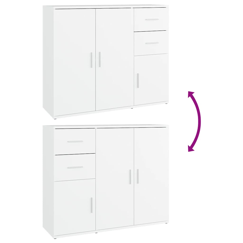 Sideboard 91X29.5X75 Cm Engineered Wood Concrete Grey Artisan Oak White Black 91