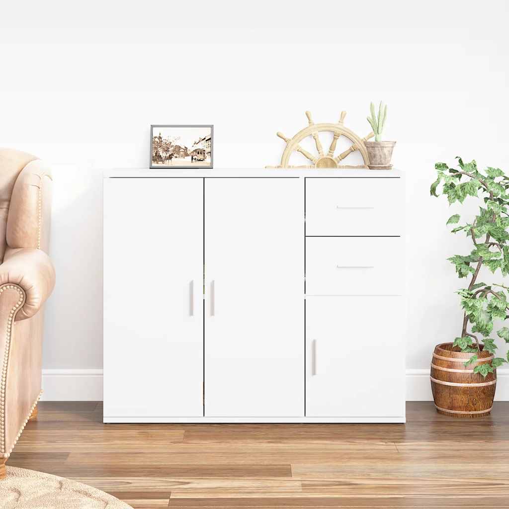 Sideboard 91X29.5X75 Cm Engineered Wood Concrete Grey Artisan Oak White Black 91