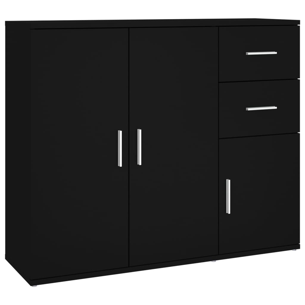 Sideboard 91X29.5X75 Cm Engineered Wood Concrete Grey Artisan Oak White Black 91