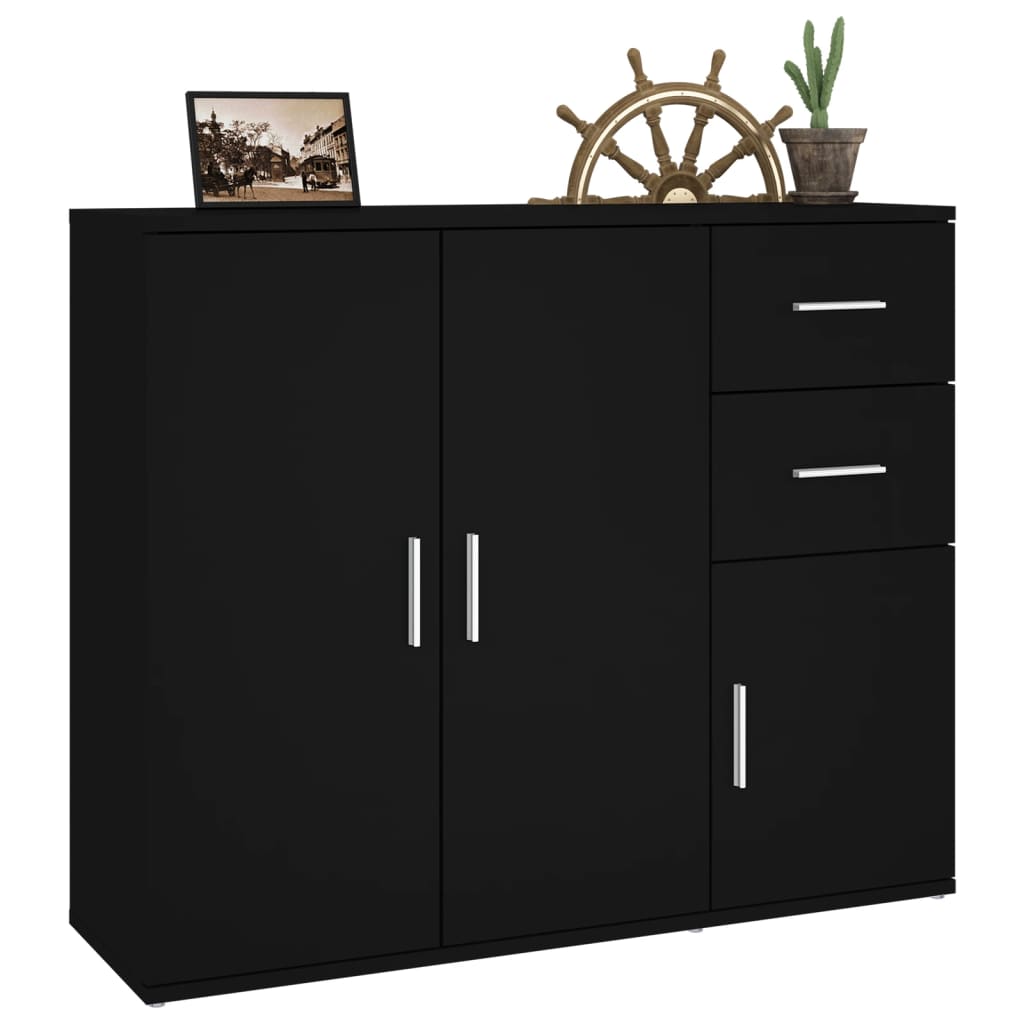 Sideboard 91X29.5X75 Cm Engineered Wood Concrete Grey Artisan Oak White Black 91