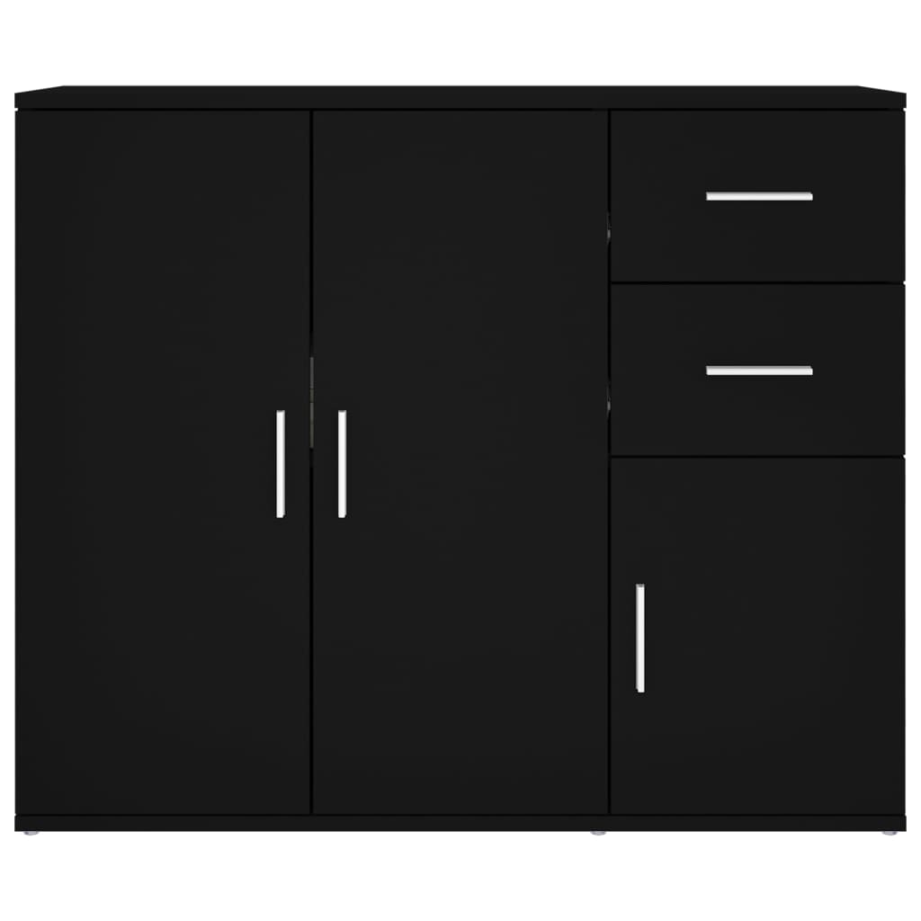 Sideboard 91X29.5X75 Cm Engineered Wood Concrete Grey Artisan Oak White Black 91