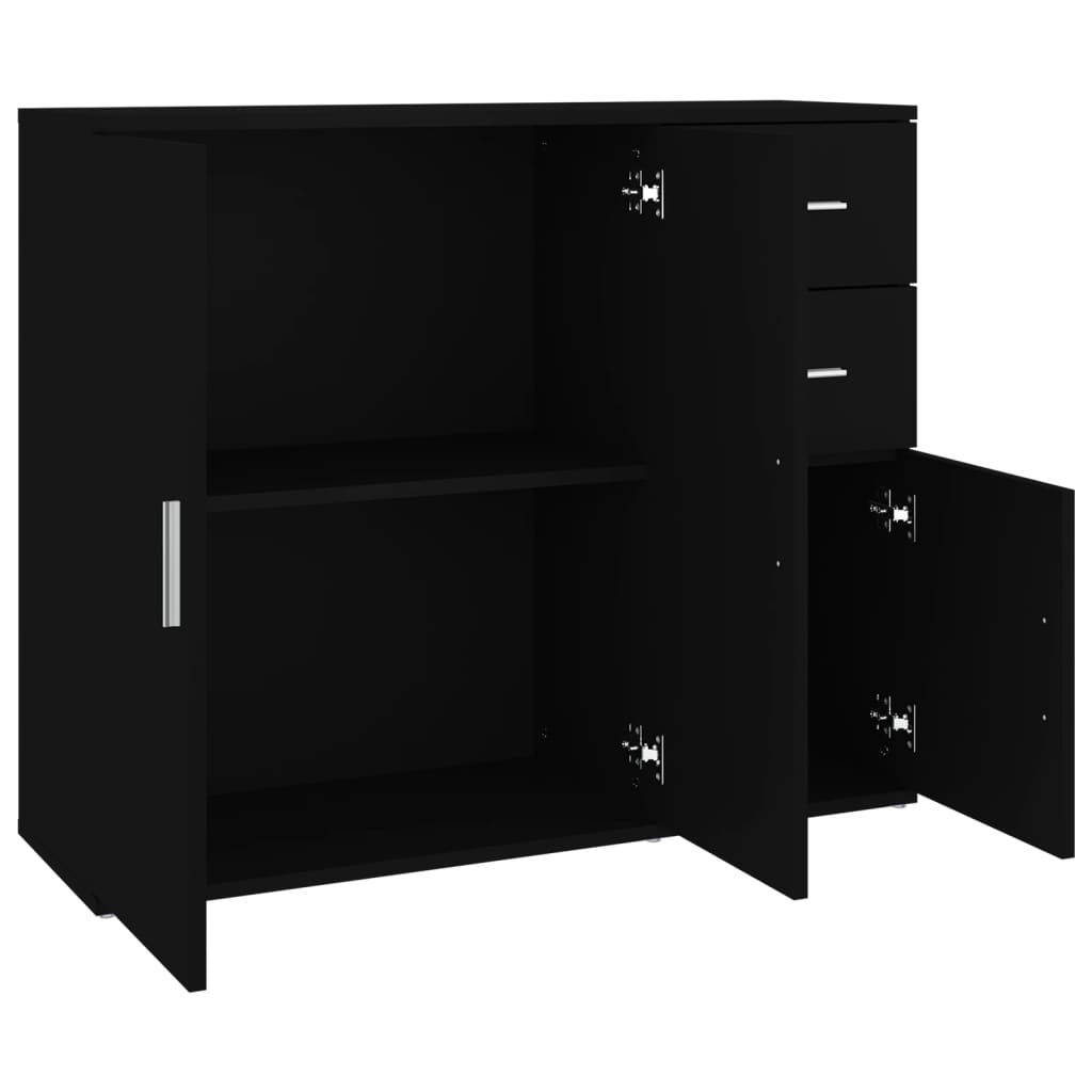 Sideboard 91X29.5X75 Cm Engineered Wood Concrete Grey Artisan Oak White Black 91