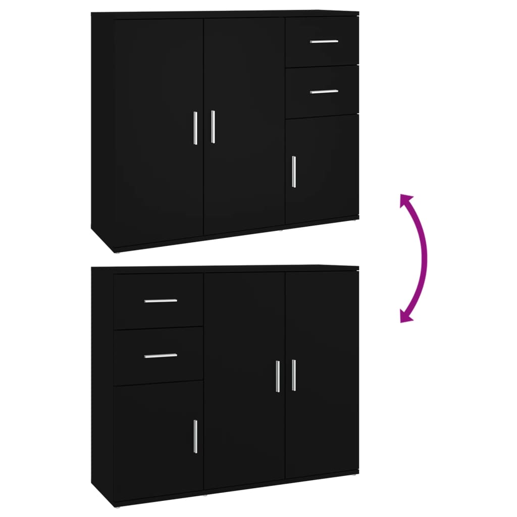 Sideboard 91X29.5X75 Cm Engineered Wood Concrete Grey Artisan Oak White Black 91