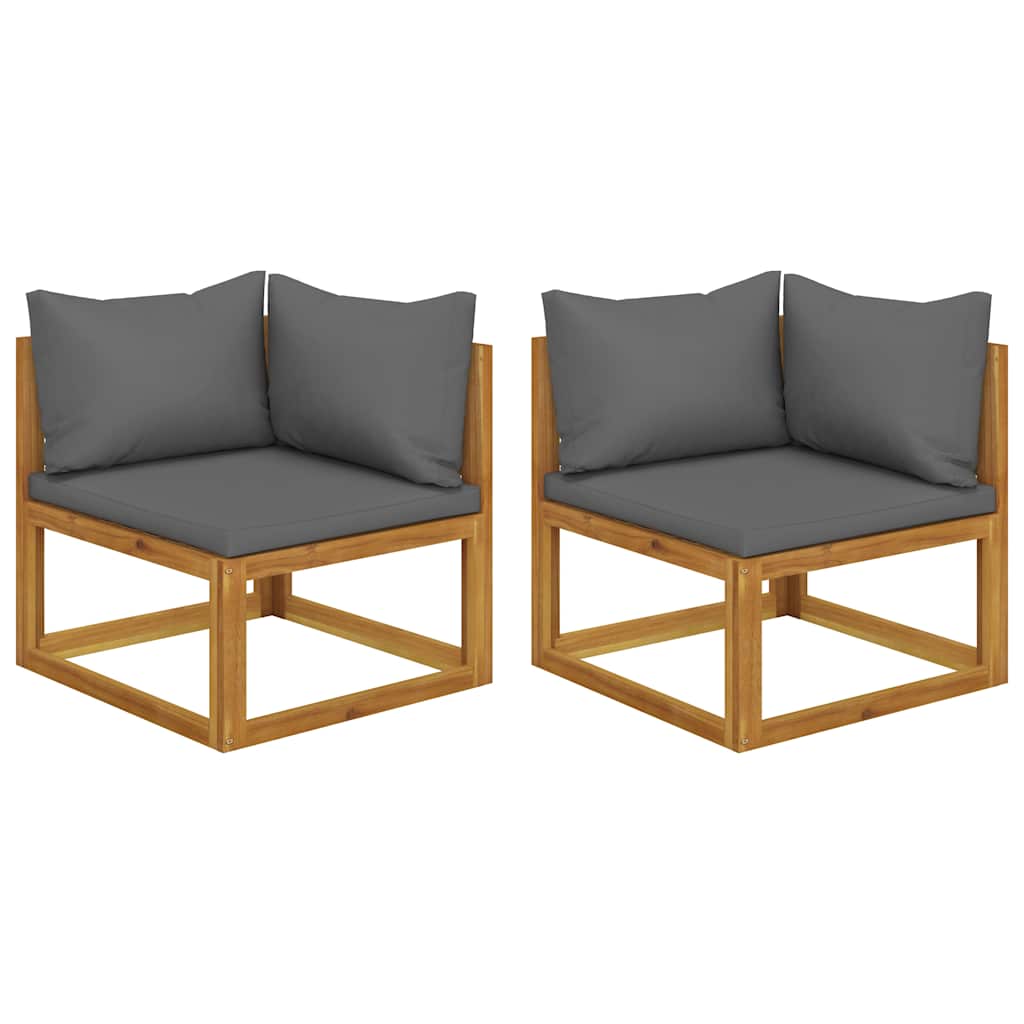 Outdoor Sofa Sectional Corner Sofas 2 Pcs Cushions Solid Wood Acacia Dark Grey 7
