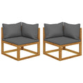 Outdoor Sofa Sectional Corner Sofas 2 Pcs Cushions Solid Wood Acacia Dark Grey 7
