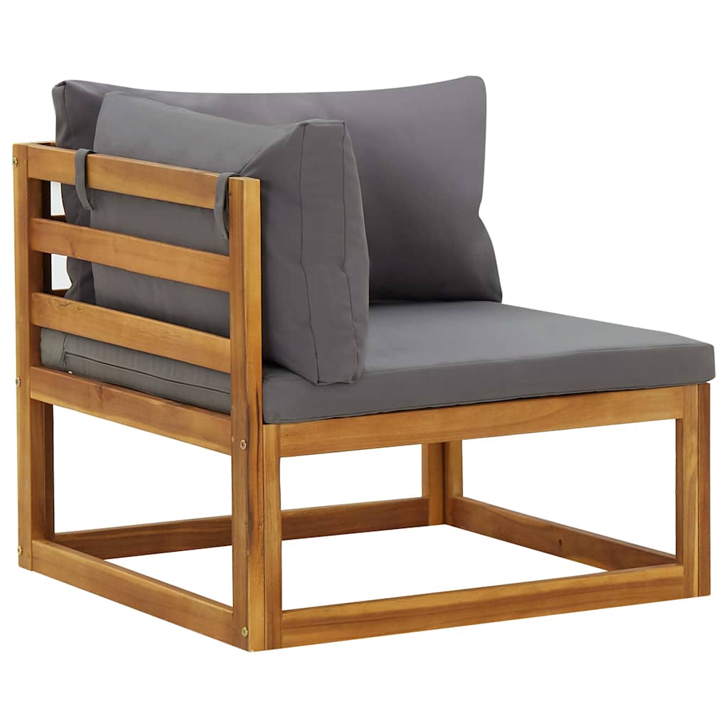 Outdoor Sofa Sectional Corner Sofas 2 Pcs Cushions Solid Wood Acacia Dark Grey 7
