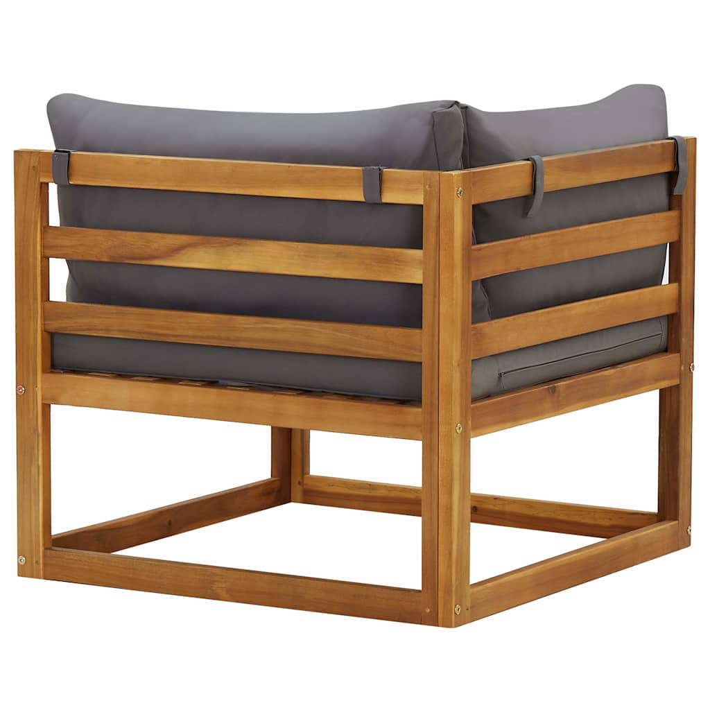 Outdoor Sofa Sectional Corner Sofas 2 Pcs Cushions Solid Wood Acacia Dark Grey 7
