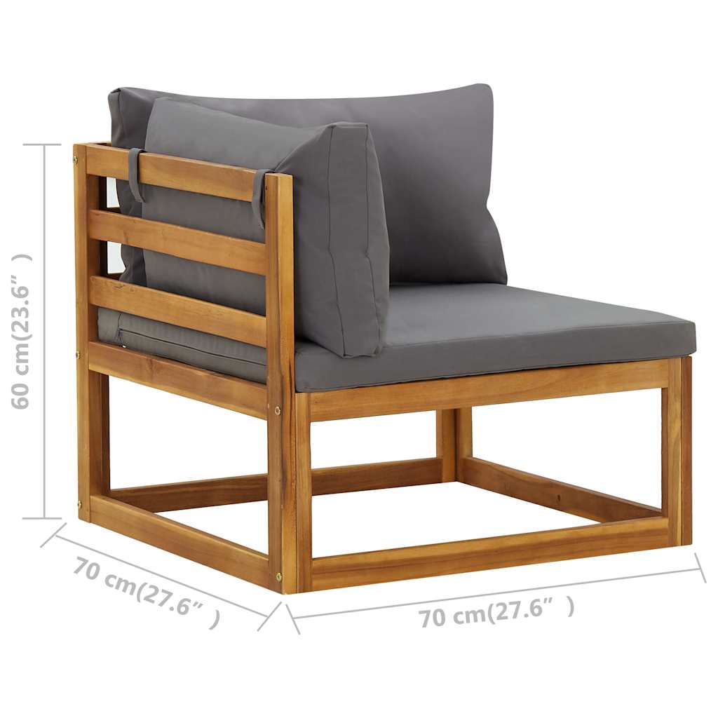 Outdoor Sofa Sectional Corner Sofas 2 Pcs Cushions Solid Wood Acacia Dark Grey 7