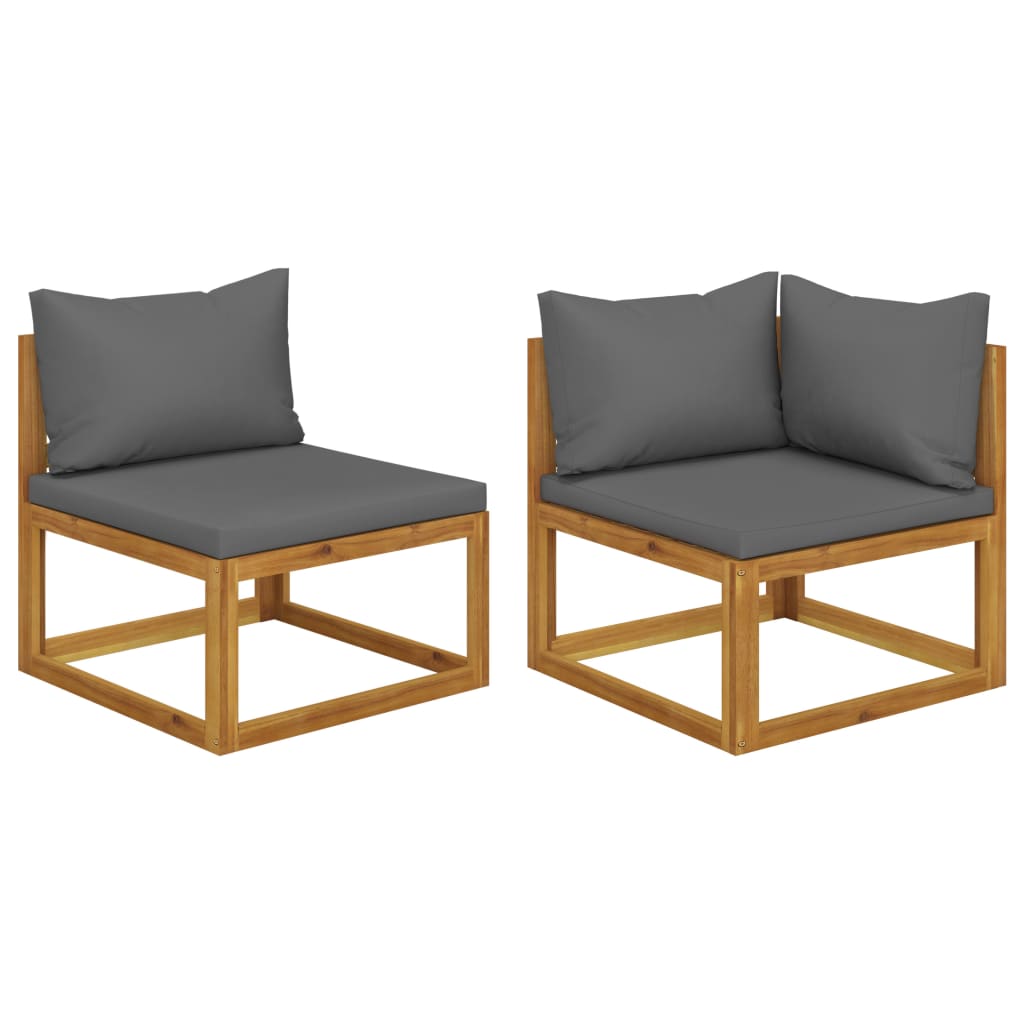 Sectional Corner Sofas 2 Pcs With Cushions Solid Wood Acacia