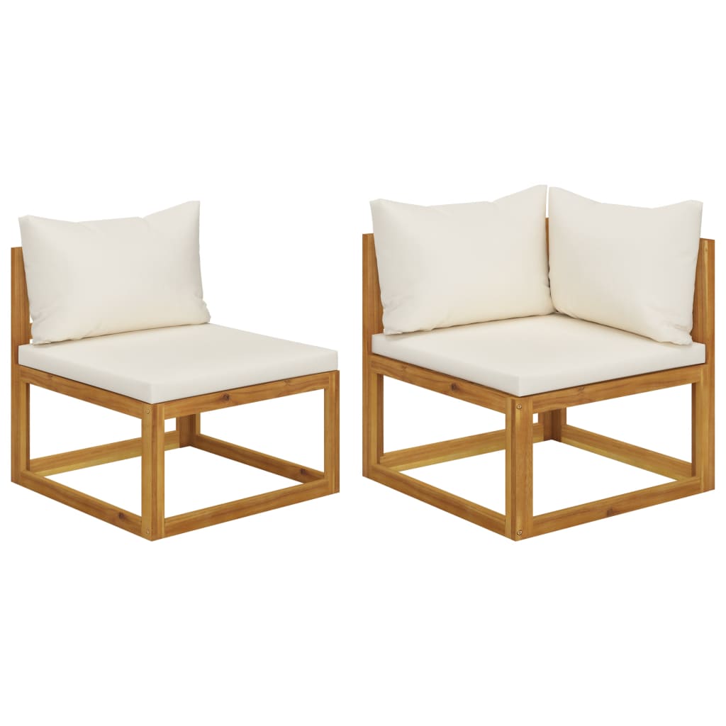 Sectional Corner Sofas 2 Pcs With Cushions Solid Wood Acacia