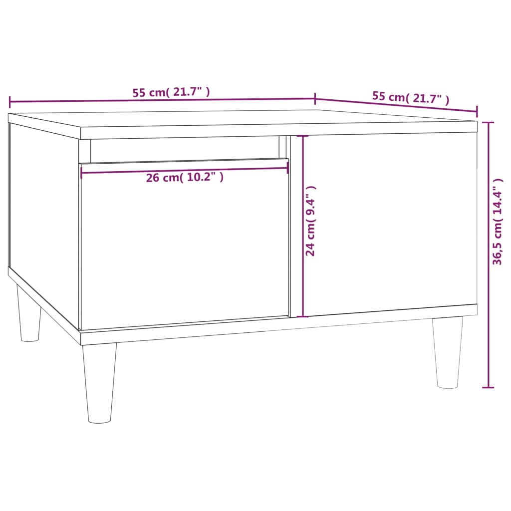 Coffee Table 55X55X36.5 Cm Engineered Wood