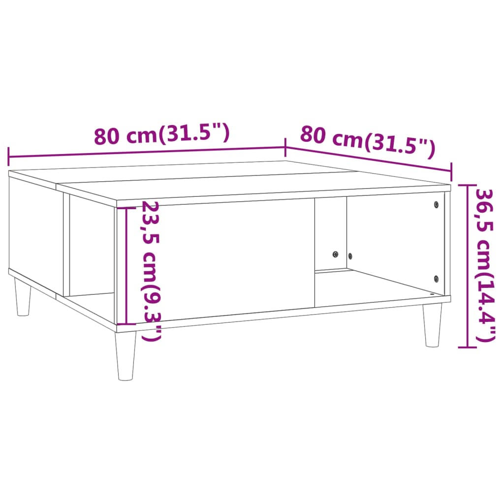 Coffee Table 80X80X36.5 Cm Engineered Wood