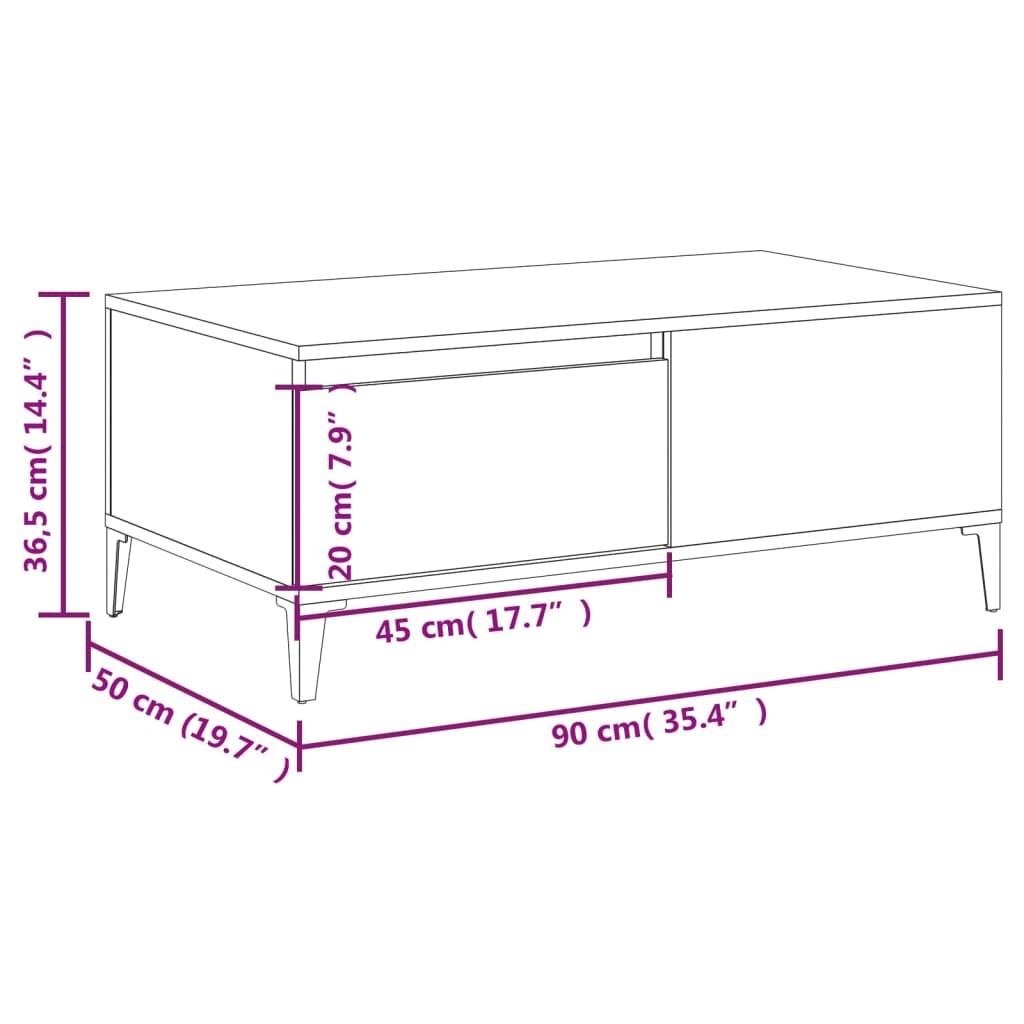 Coffee Table 90X50X36.5 Cm Engineered Wood