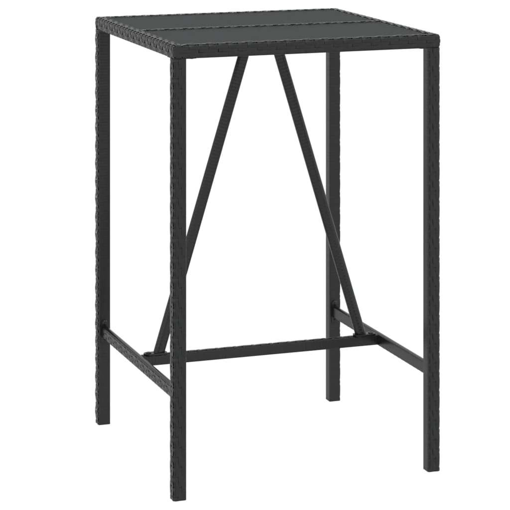 Bar Table With Glass Top Poly Rattan