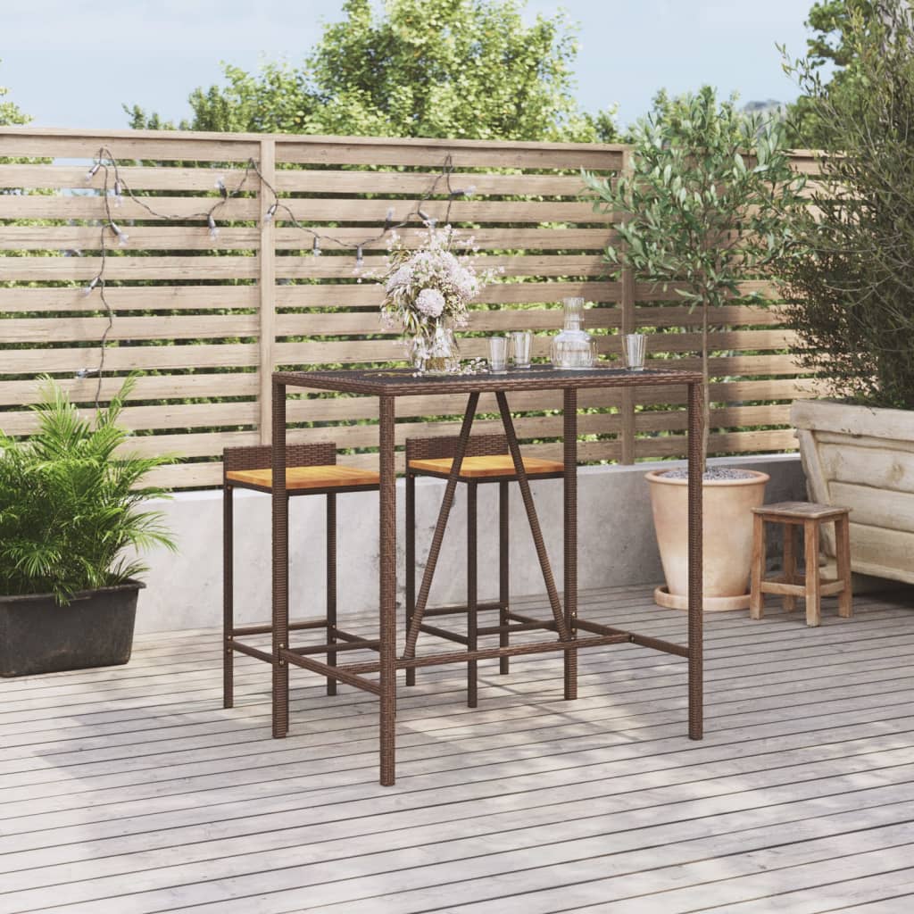 Bar Table With Glass Top Poly Rattan
