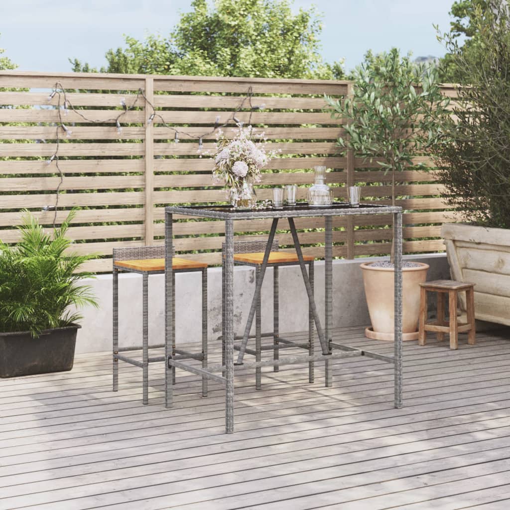 Bar Table With Glass Top Poly Rattan
