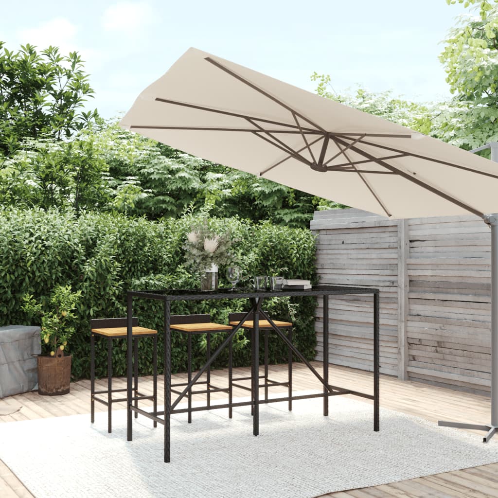 Bar Table With Glass Top Poly Rattan