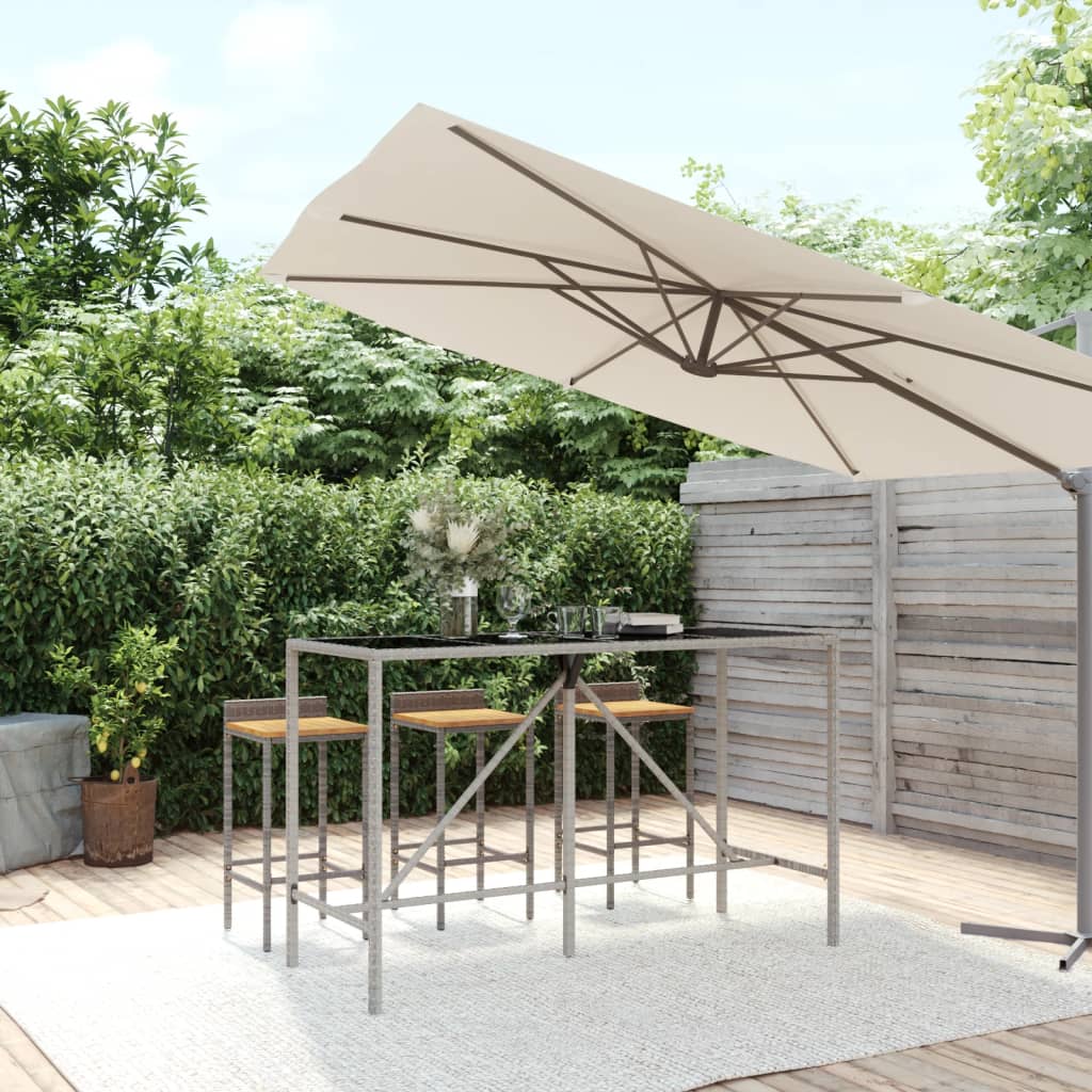 Bar Table With Glass Top Poly Rattan
