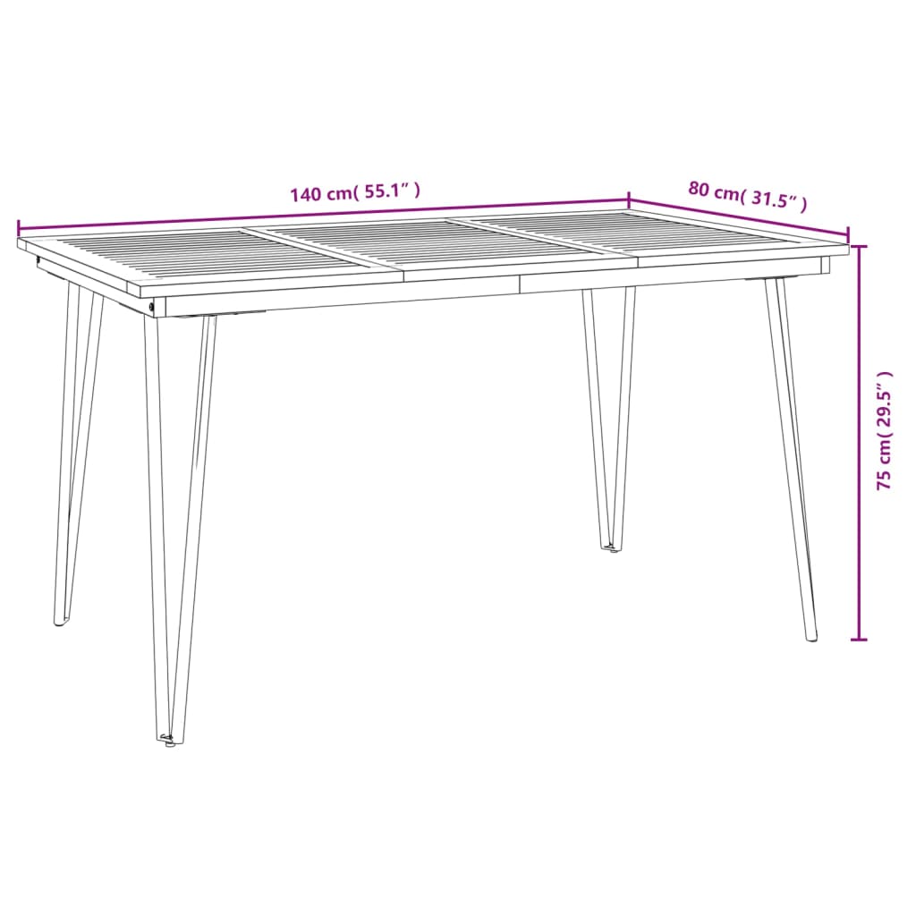 Garden Table With Hairpin Legs Solid Wood Acacia