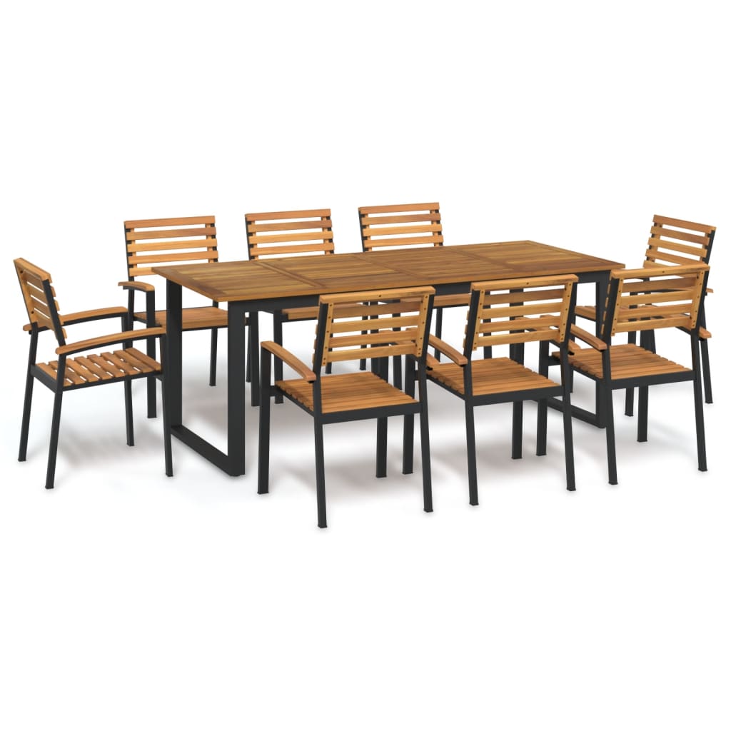 Garden Dining Set 9 Pcs Solid Acacia Wood