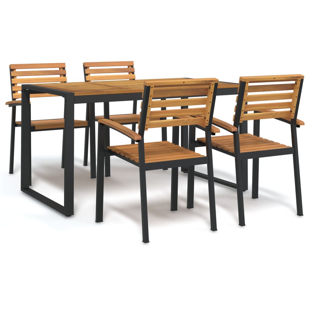 Garden Dining Set 5 Pcs Solid Acacia Wood