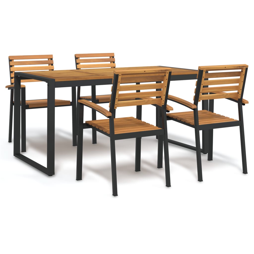 Garden Dining Set 5 Pcs Solid Acacia Wood