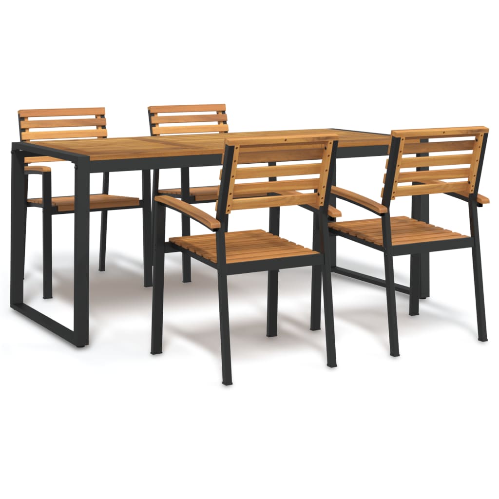 Garden Dining Set 5 Pcs Solid Acacia Wood
