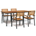 5 Piece Garden Dining Set Solid Wood Acacia And Metal