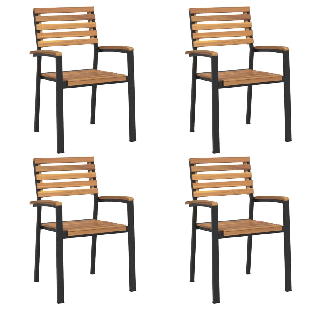 5 Piece Garden Dining Set Solid Wood Acacia And Metal