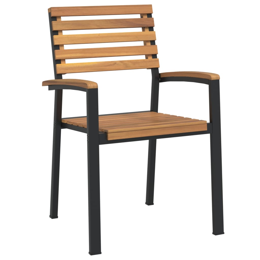 5 Piece Garden Dining Set Solid Wood Acacia And Metal