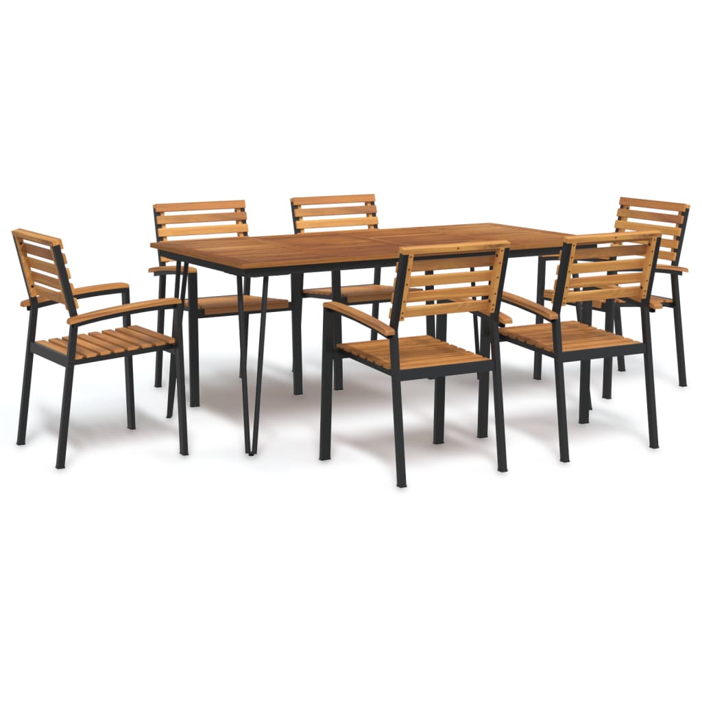 5 Piece Garden Dining Set Solid Wood Acacia And Metal