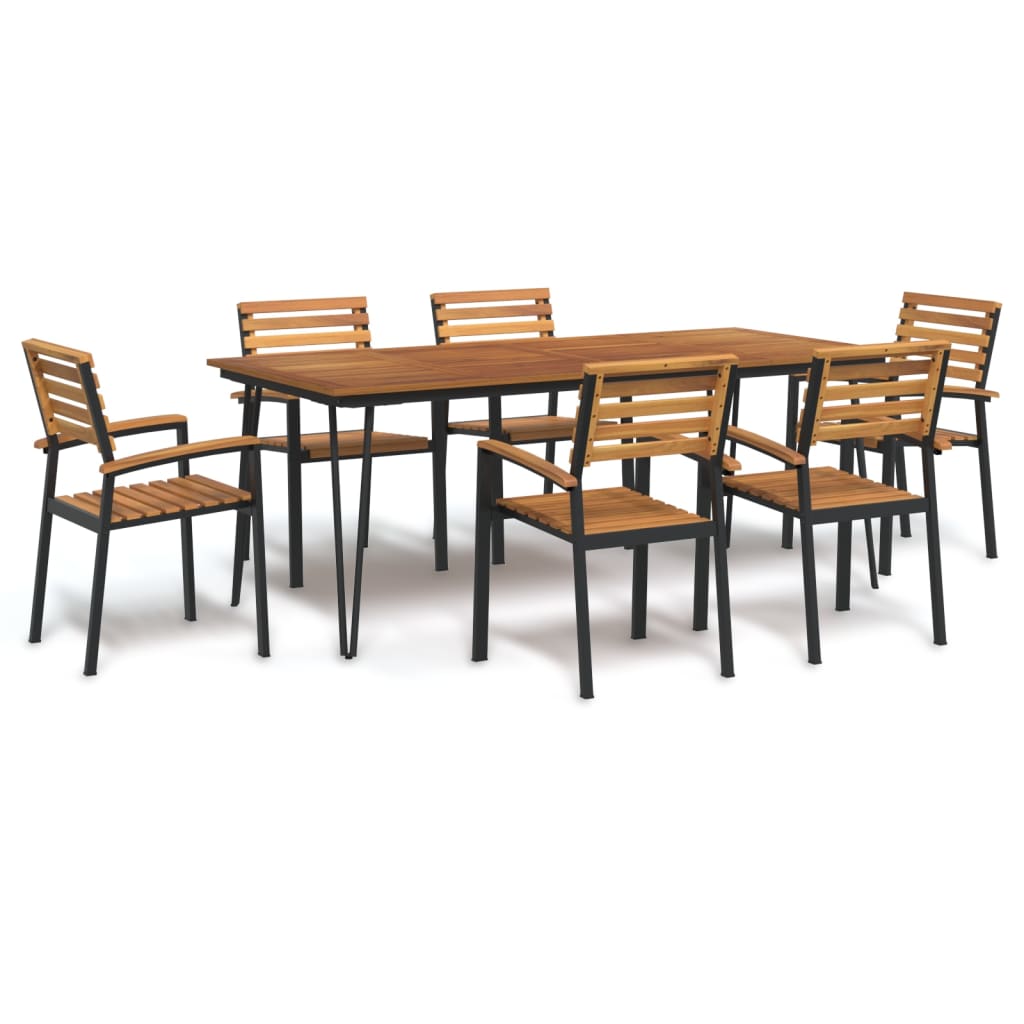 5 Piece Garden Dining Set Solid Wood Acacia And Metal