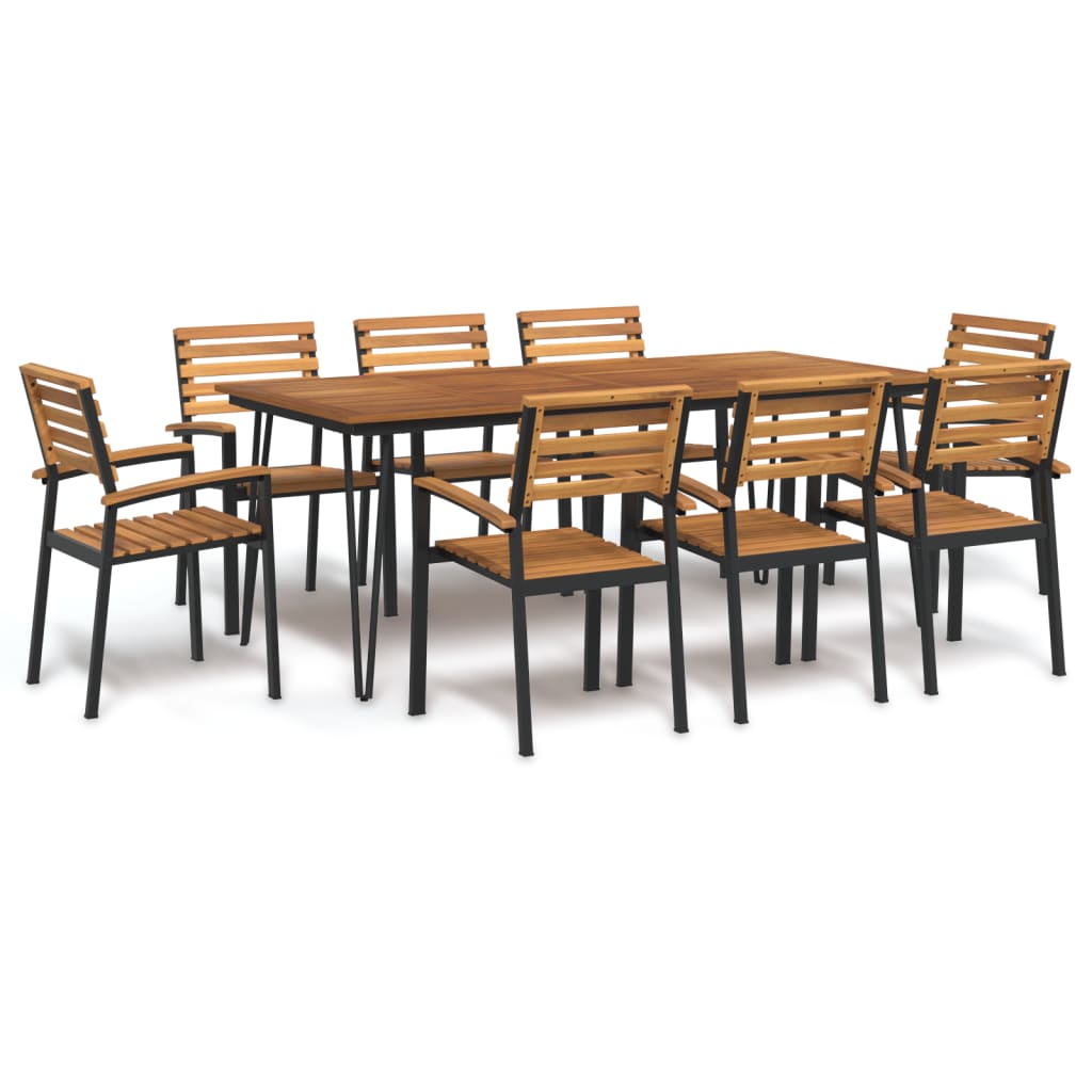 5 Piece Garden Dining Set Solid Wood Acacia And Metal