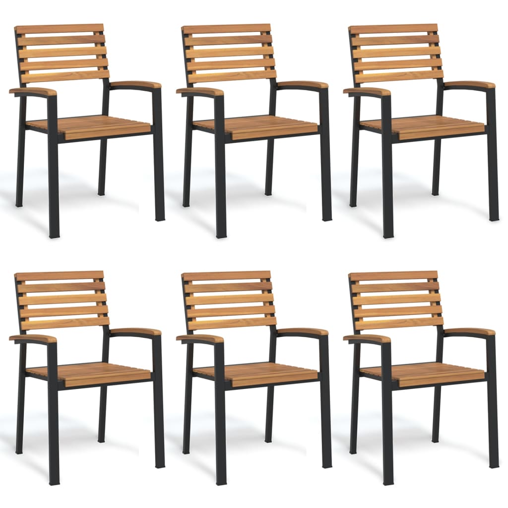 Garden Chair 6 Pcs Brown 56 X 57 X 87 Cm Solid Acacia Wood