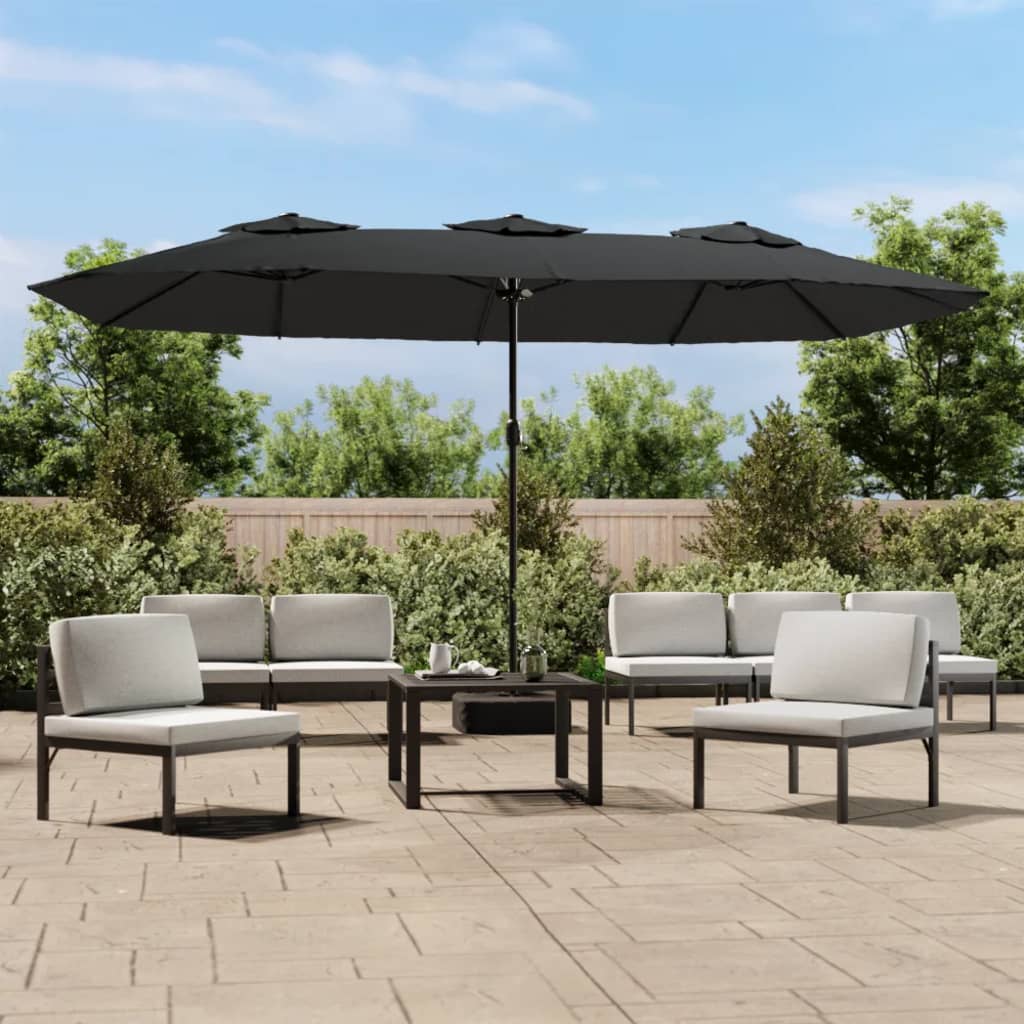 Double-Head Garden Parasol With Leds Bordeaux 449X265 Cm