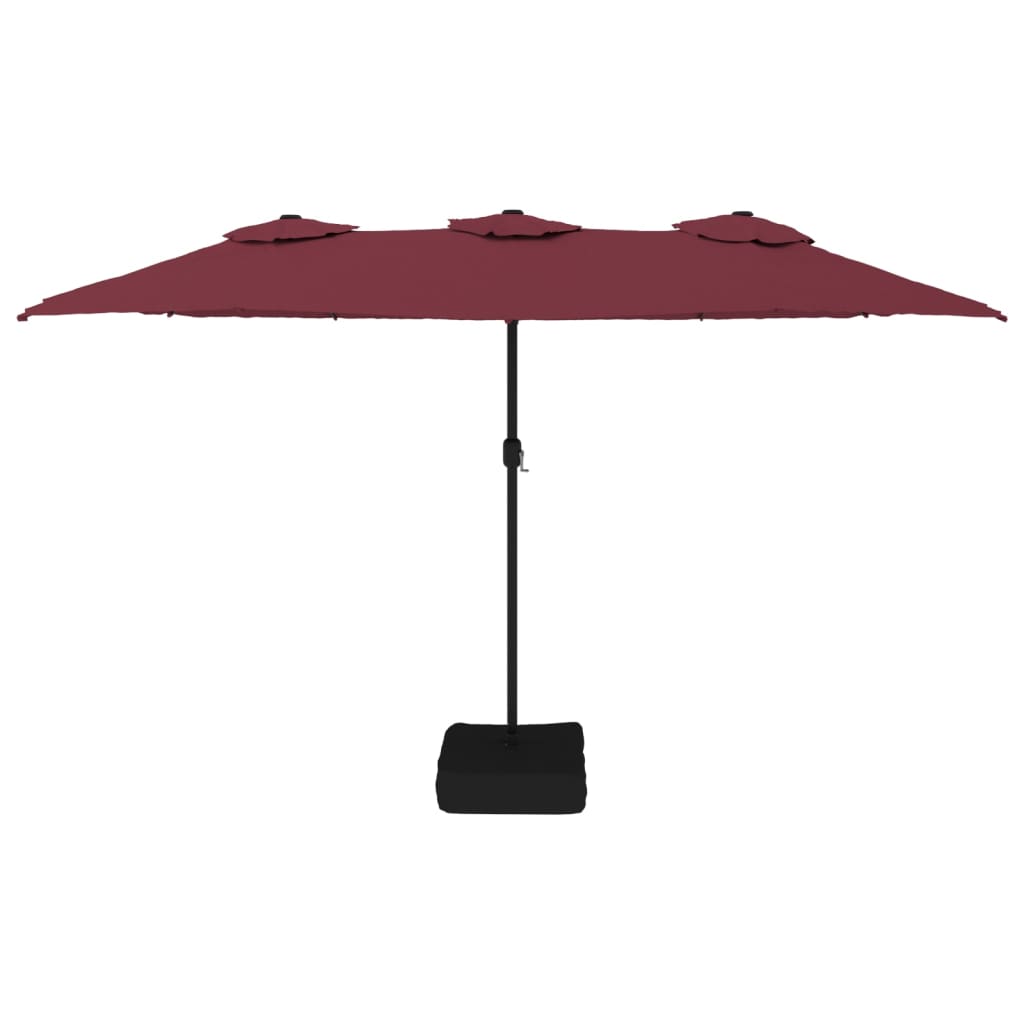 Double-Head Garden Parasol With Leds Bordeaux 449X265 Cm