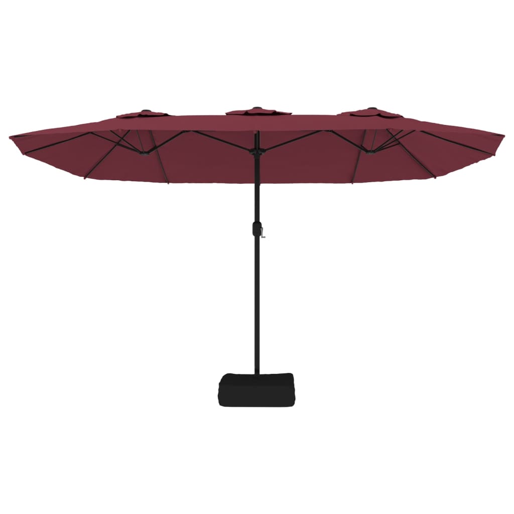 Double-Head Garden Parasol With Leds Bordeaux 449X265 Cm